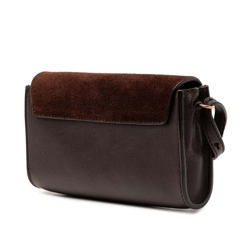 Chloé Mini Calfskin and Suede Faye Crossbody Brown Leather Very good condition - Back View