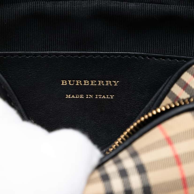 Burberry 1983 Knight Check Canvas and Calfskin Link Camera Bag Beige Very good condition - Box View