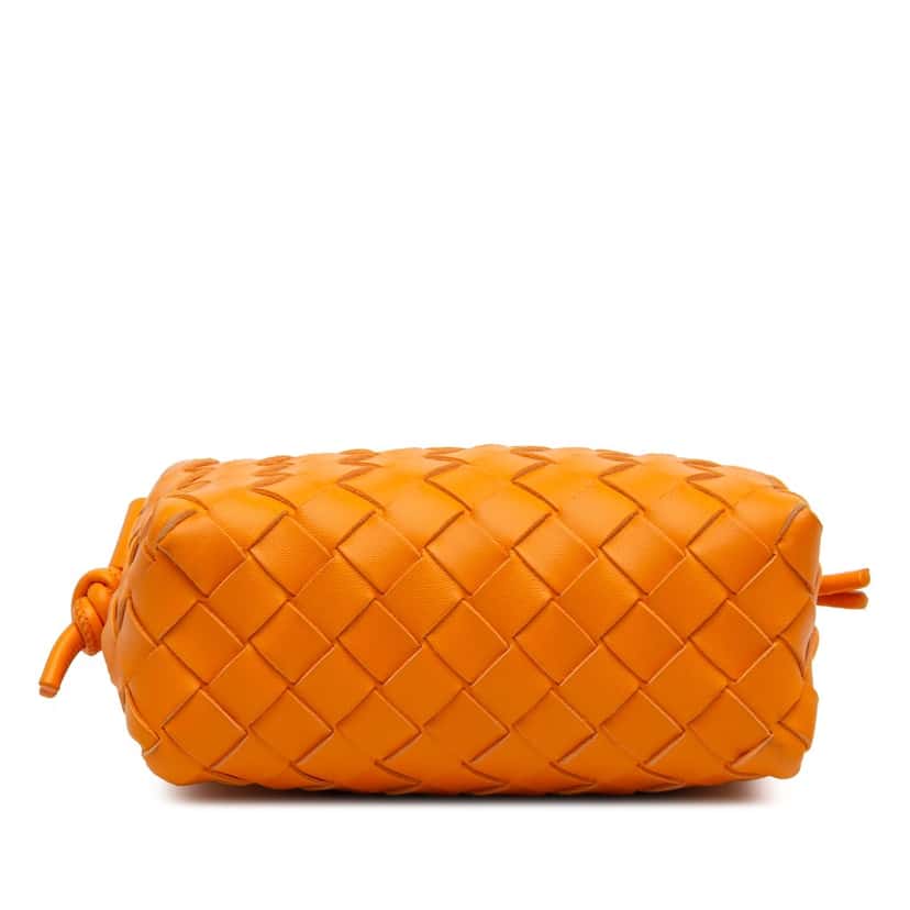 Bottega Veneta Mini Lambskin Intrecciato Loop Camera Bag Orange Leather Very good condition - Inside View