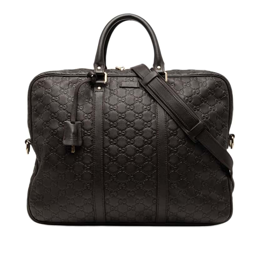 Gucci Guccissima Business Bag Brown Leather Very good condition - Front View