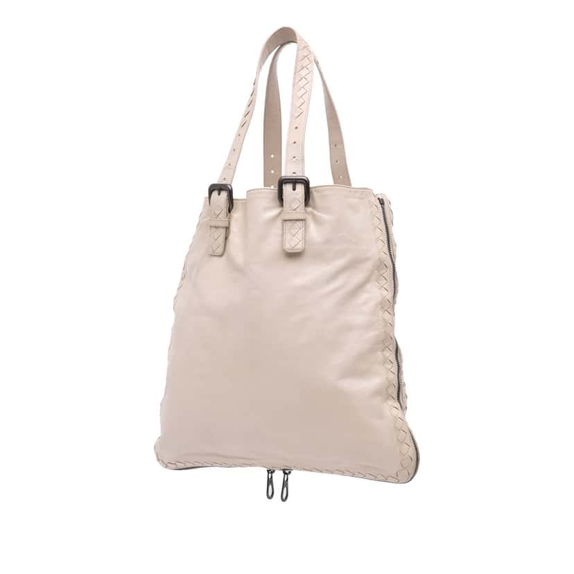 Bottega Veneta Leather Intrecciato Side Zip Tote Brown Leather Very good condition - Back View