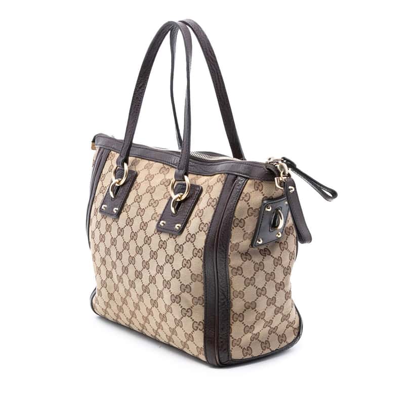 Gucci Medium GG Canvas Charm Satchel Beige Very good condition - Back View