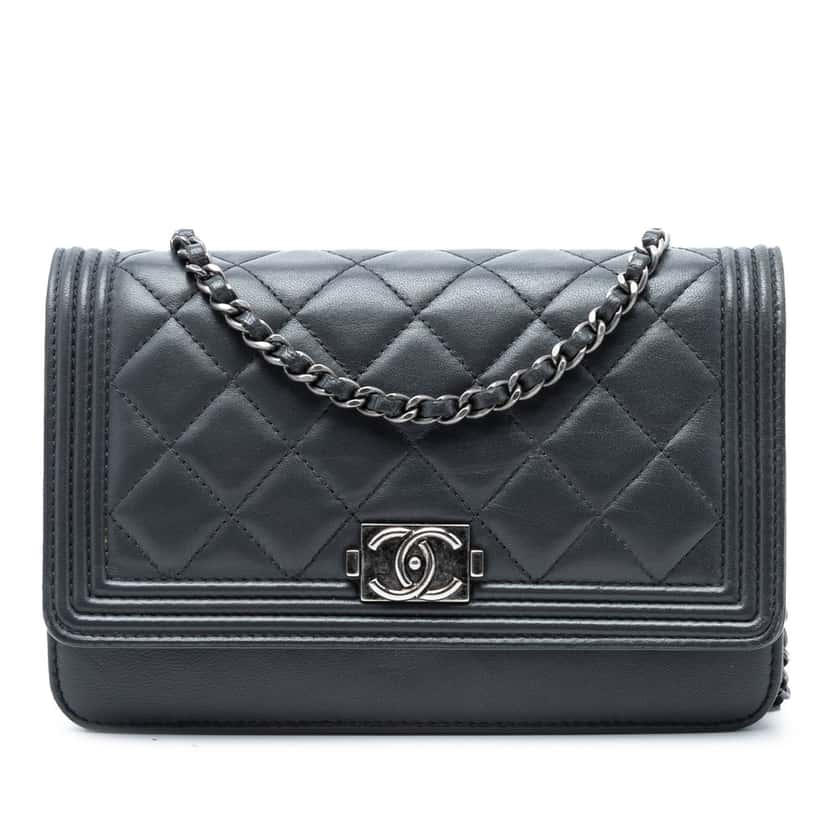 Chanel Quilted Lambskin Boy Wallet On Chain
