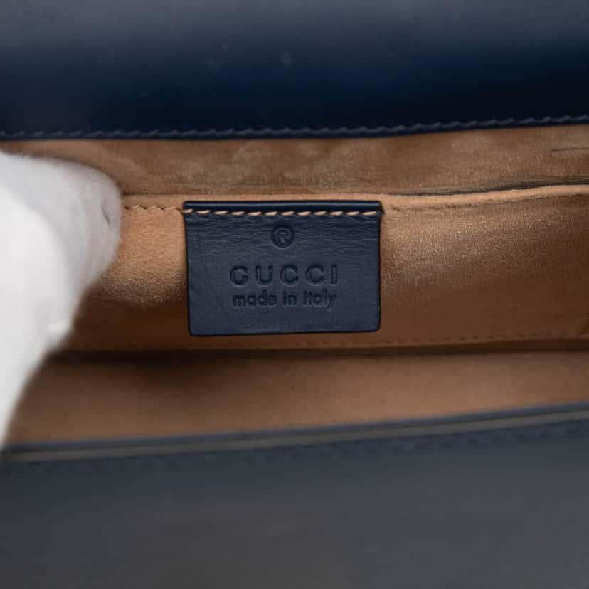 Gucci Mini Leather Sylvie Satchel Blue Leather Very good condition - Box View