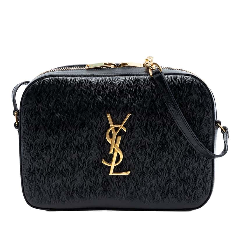 Saint Laurent Medium Grain De Poudre Classic Monogram Camera Bag Black Leather Very good condition - Front View