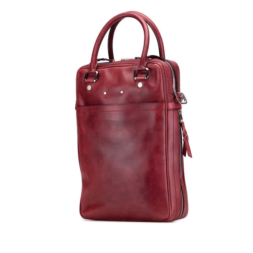 Louis Vuitton Cuir Bequia Porte Document Vertical Bag Red Leather Good condition - Back View