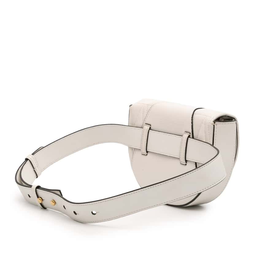 Versace Quilted Nappa Virtus V Crossbody Belt Bag White Leather Very good condition - Back View
