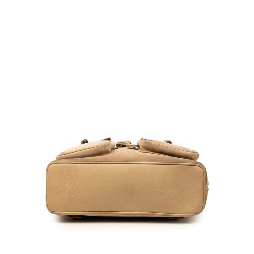 Gucci Suede Bamboo Drawstring Backpack Brown Leather Very good condition - Inside View