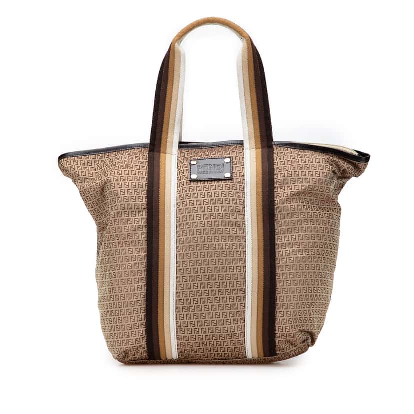 Fendi Micro Zucchino Nylon Tote Brown Very good condition - Front View