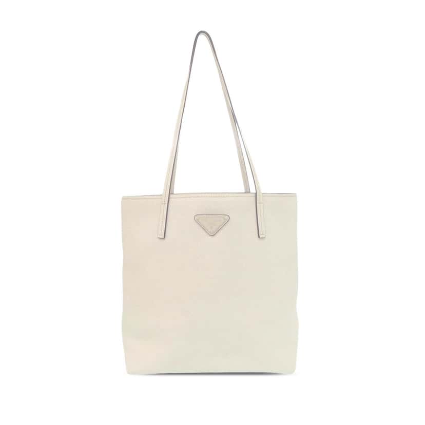 Prada Saffiano Lux Tote White Leather Very good condition - Front View