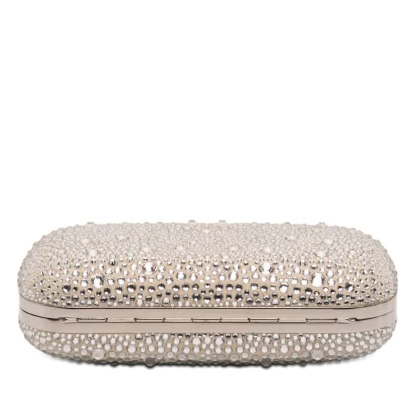 Alexander McQueen Crystal Embellished Satin Spider Clutch Brown Very good condition - Inside View