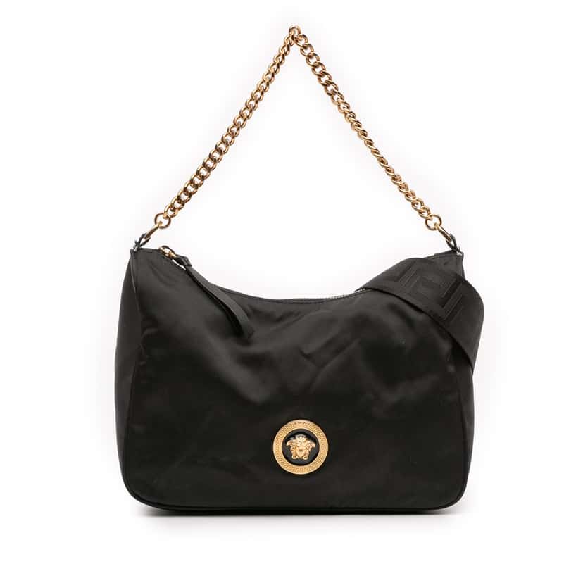 Versace Nylon Tribute La Medusa Chain Satchel Black Very good condition - Front View