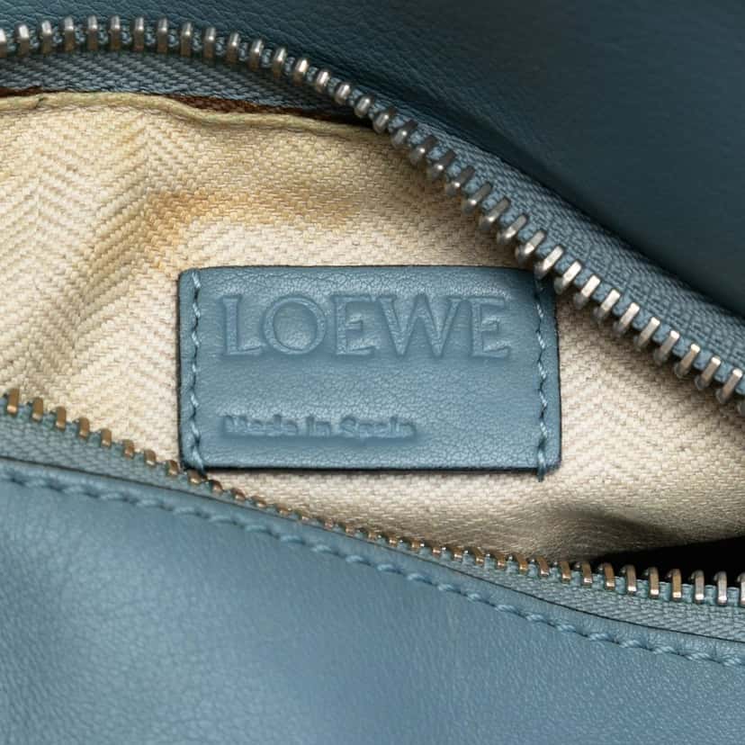 LOEWE Small Calfskin Puzzle Satchel Blue Leather Very good condition - Box View