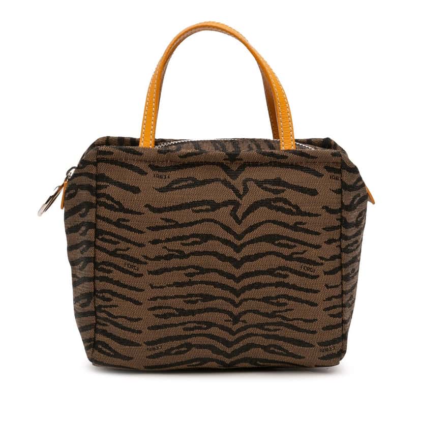 Fendi Mini Canvas Zebra Print Handbag Brown Very good condition - Front View