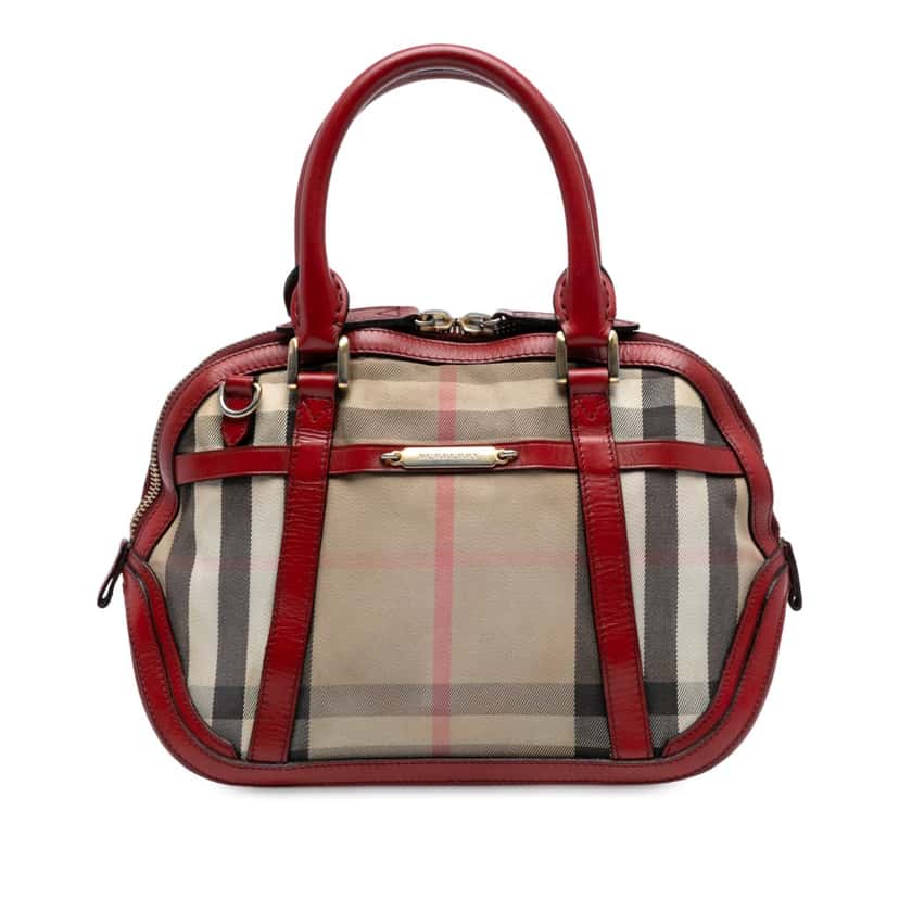 Burberry Small Leather Trimmed House Check Canvas Bridle Orchard Satchel Brown Very good condition - Front View