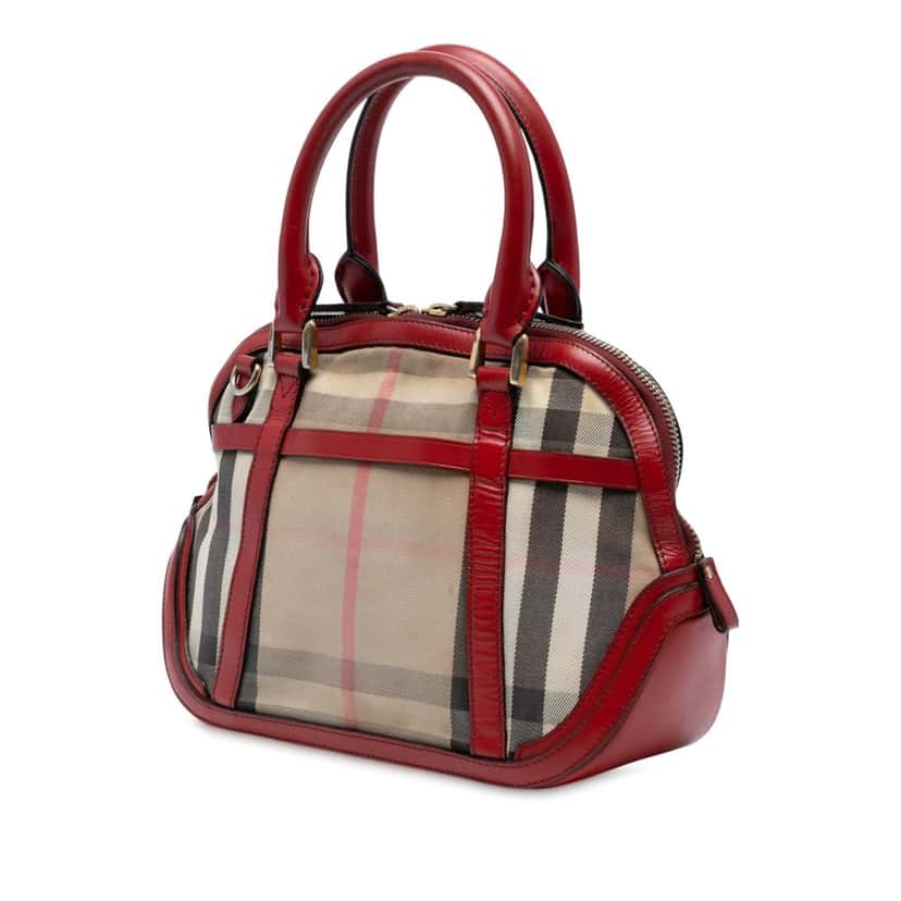 Burberry Small Leather Trimmed House Check Canvas Bridle Orchard Satchel Brown Very good condition - Back View
