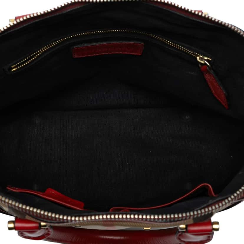 Burberry Small Leather Trimmed House Check Canvas Bridle Orchard Satchel Brown Very good condition - Model View