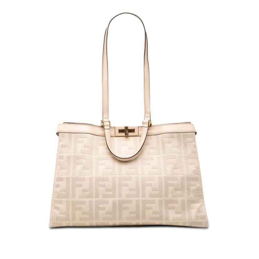 Fendi Zucca Embroidered Canvas Peekaboo X Tote Beige Very good condition - Front View