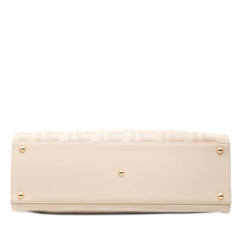 Fendi Zucca Embroidered Canvas Peekaboo X Tote Beige Very good condition - Inside View