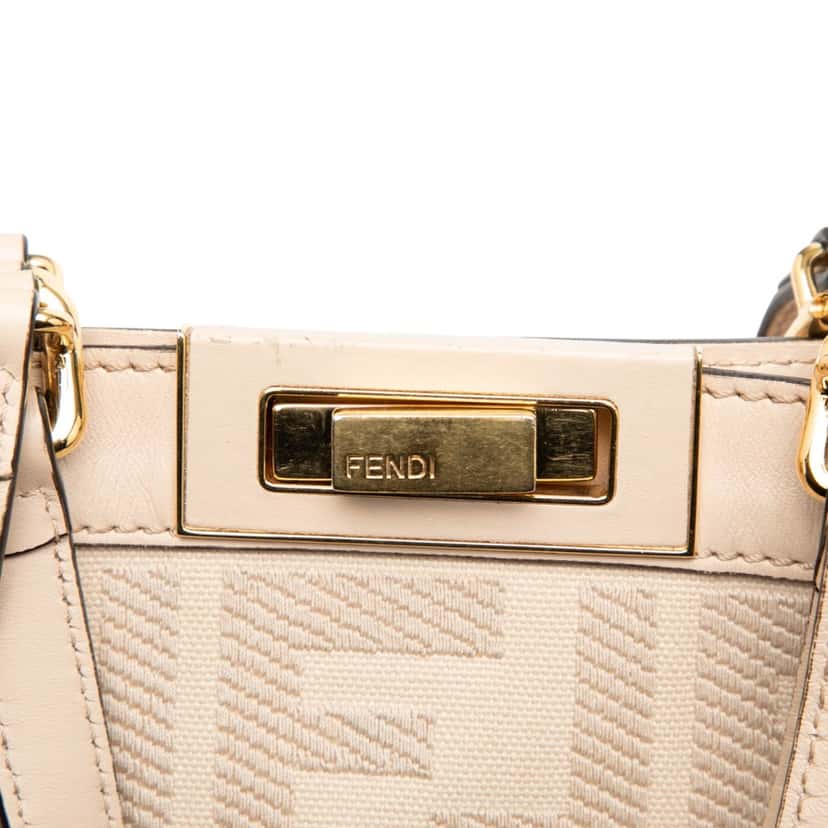 Fendi Zucca Embroidered Canvas Peekaboo X Tote Beige Very good condition - Box View