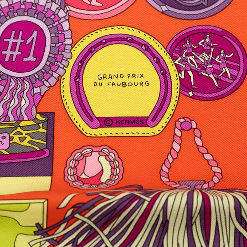 Hermès Les Trophee Silk Scarf 90 Orange Very good condition - Box View