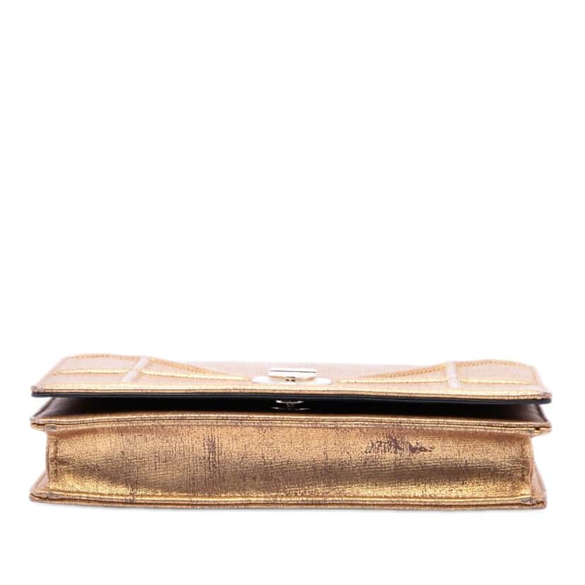 Dior Metallic Calfskin Diorama Wallet on Chain Gold Leather Very good condition - Inside View