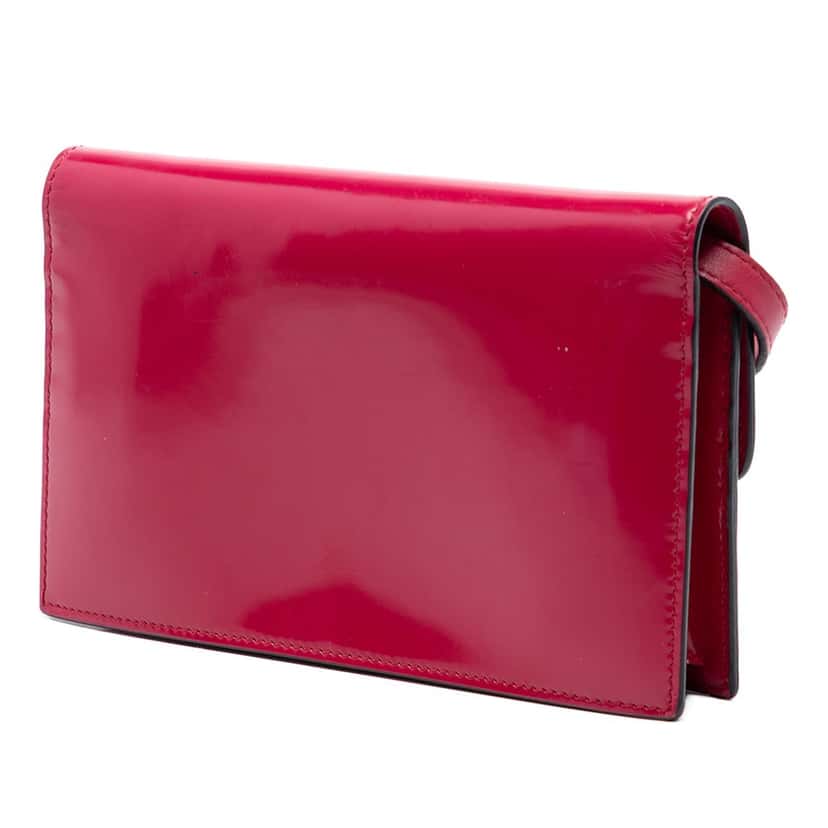 Gucci Leather Interlocking G Dollar Wallet On Chain Red Leather Very good condition - Back View