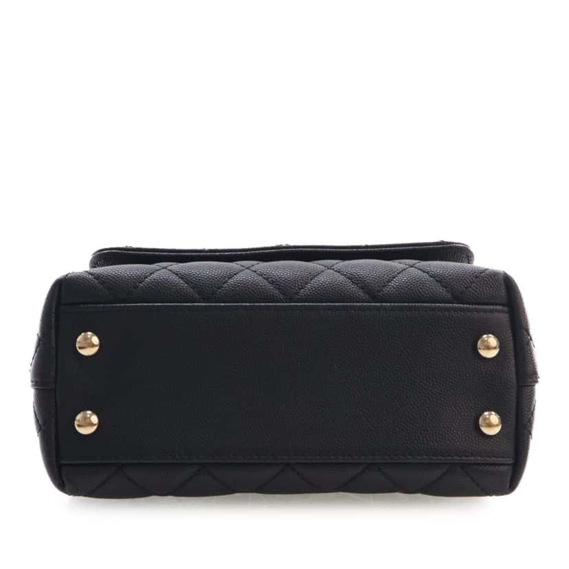 Chanel Extra Mini Quilted Caviar Coco Top Handle Bag Black Leather Very good condition - Box View