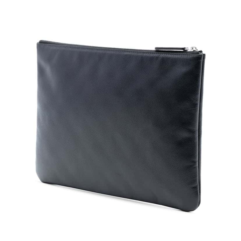 Chanel Medium Caviar Deauville Studded O Case Clutch Black Leather Very good condition - Back View