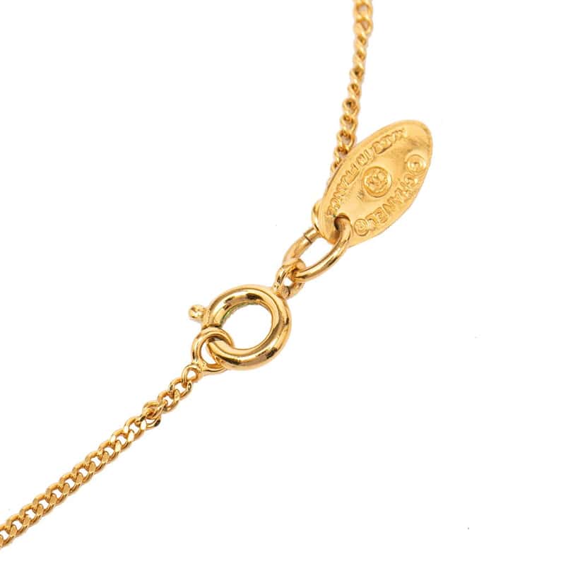 Chanel CC Gold Plated Rhinestones Pendant Necklace Gold Metal Very good condition - Inside View