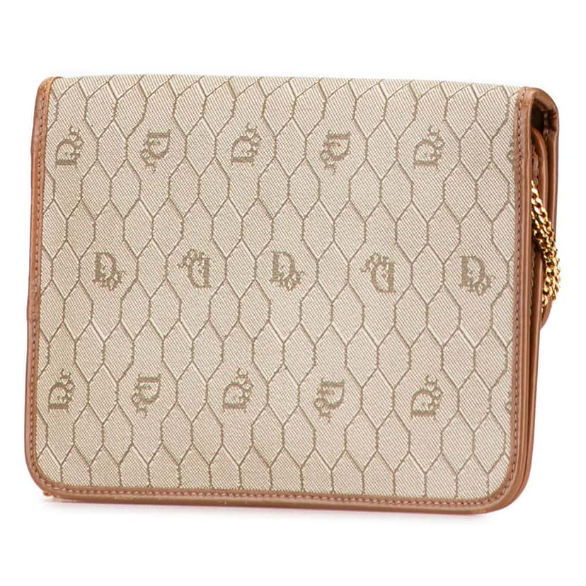 Dior Honeycomb Coated Canvas Chain Shoulder Bag Beige Very good condition - Back View