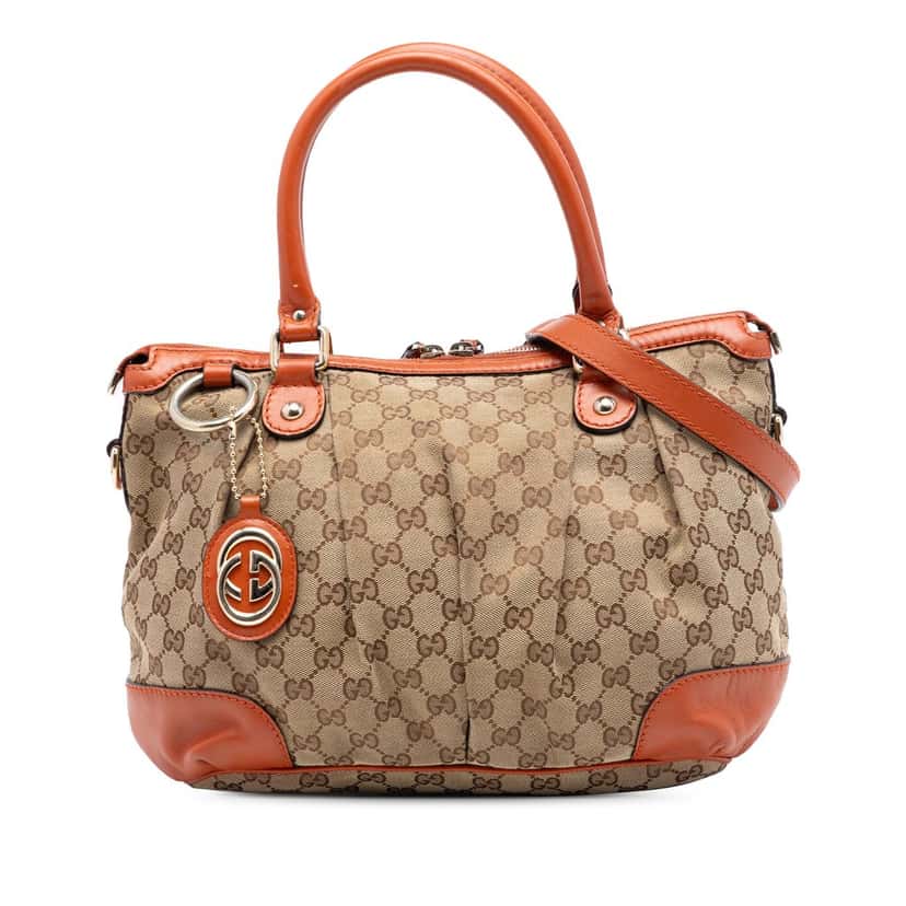 Gucci GG Canvas Sukey Satchel Beige Very good condition - Front View