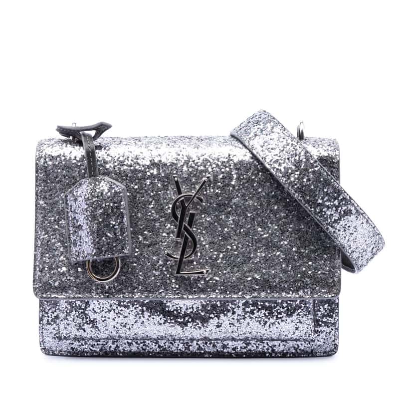 Saint Laurent Small Glitter Leather Monogram Sunset Crossbody