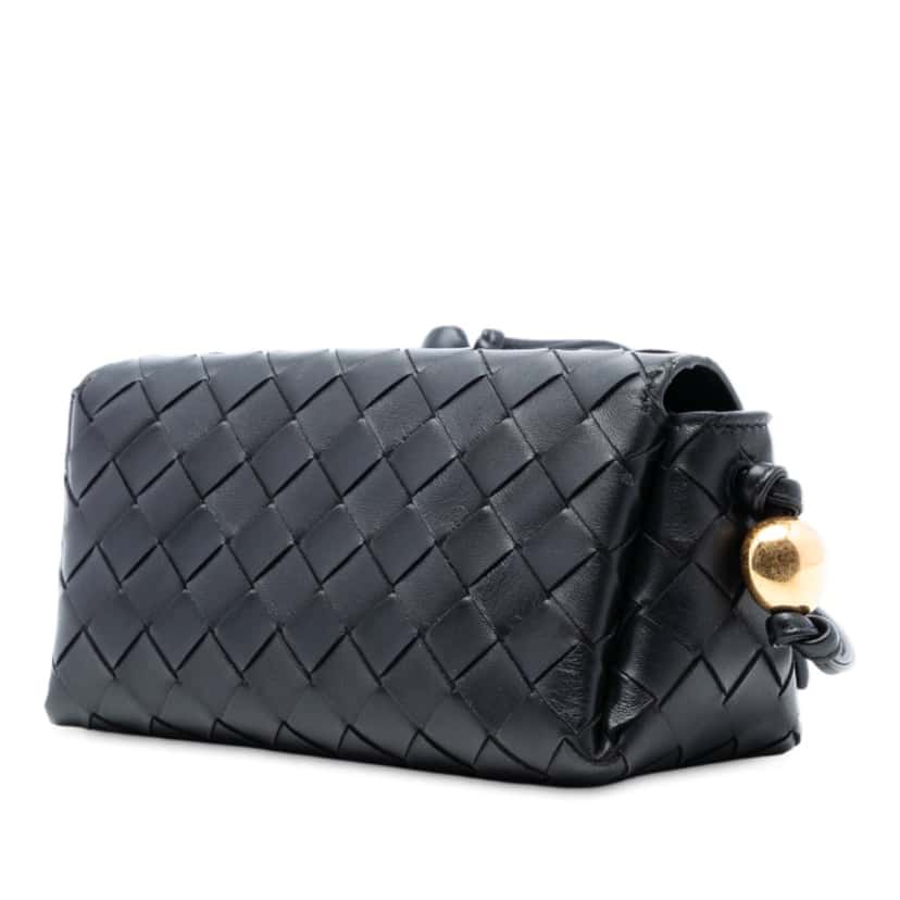 Bottega Veneta Nappa Intrecciato Pouch On Strap Crossbody Black Leather Very good condition - Back View