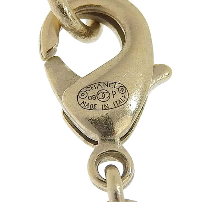 Chanel CC Gold Plated Rhinestone Pendant Necklace Gold Metal Very good condition - Box View