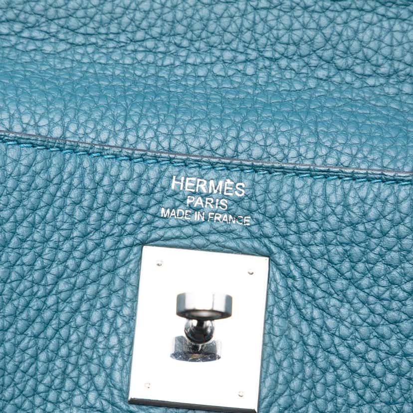 Hermès Clemence Kelly II Retourne 35 Blue Leather Very good condition - Box View