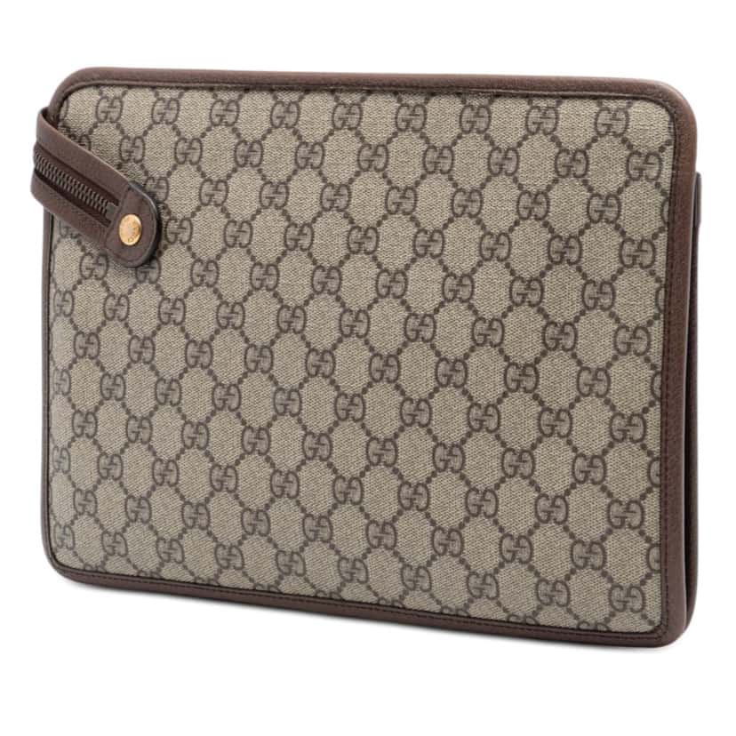 Gucci GG Supreme Web Ophidia Clutch Brown Very good condition - Back View