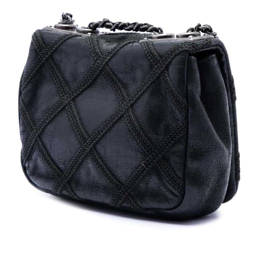 Chanel Mini CC Iridescent Calfskin Diamond Stitch Flap Black Leather Very good condition - Back View