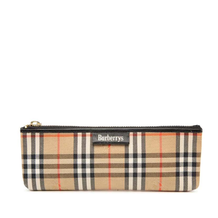 Burberry Haymarket Check Canvas Pencil Case Beige Very good condition - Front View