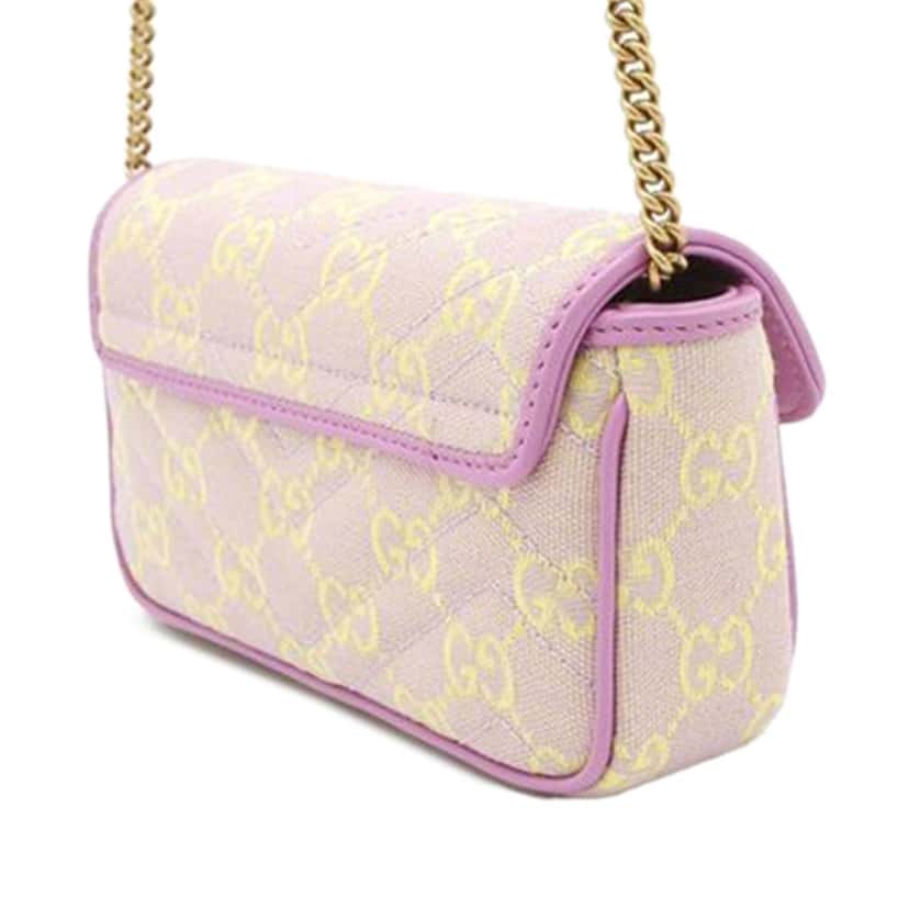 Gucci Super Mini GG Marmont Matelasse GG Canvas Flap Crossbody Purple Very good condition - Back View