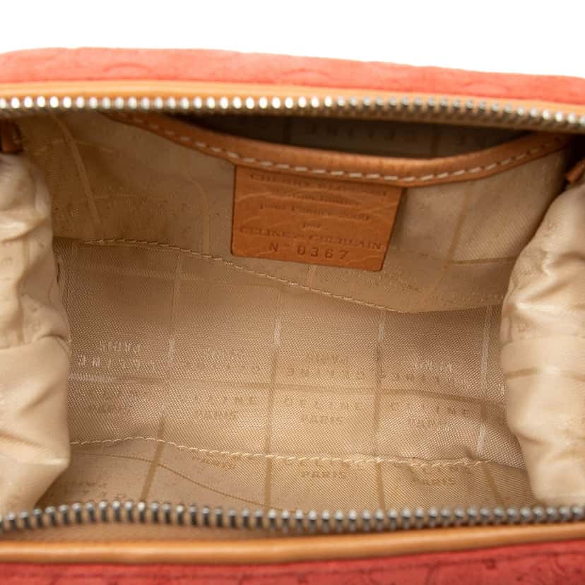 Celine C Macadam Suede Pouch Orange Leather Very good condition - Model View