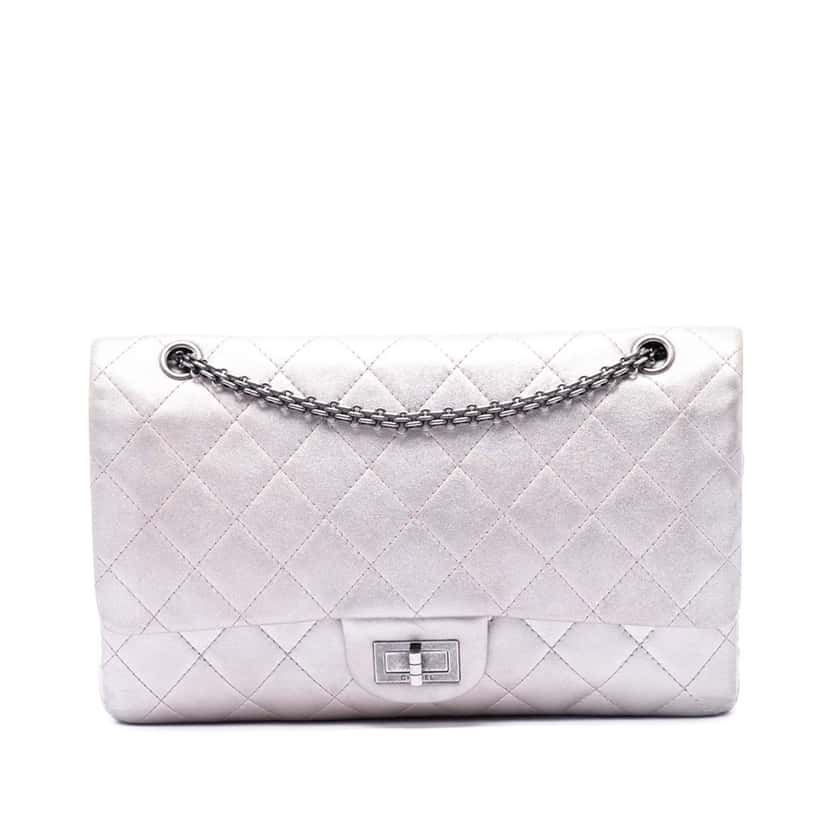 Chanel Quilted Iridescent Lambskin Reissue 2.55 Double Flap 227 Pink Leather Very good condition - Front View
