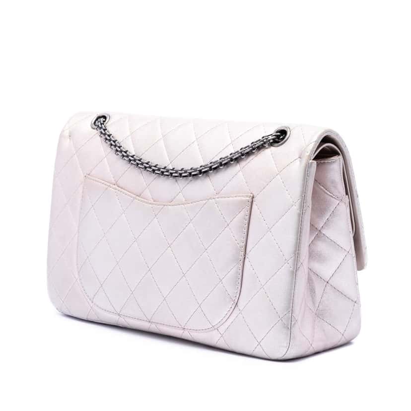 Chanel Quilted Iridescent Lambskin Reissue 2.55 Double Flap 227 Pink Leather Very good condition - Back View