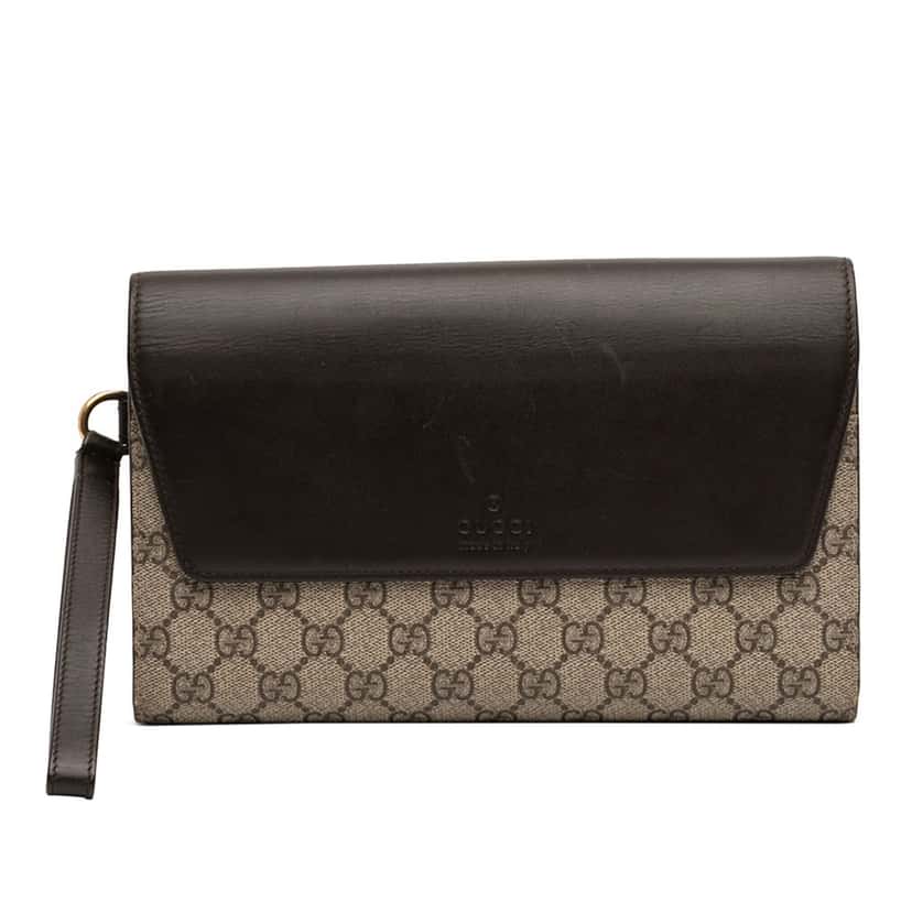 Gucci GG Supreme Clutch Beige Very good condition - Front View