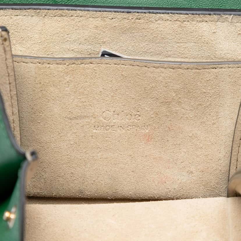 Chloé Mini Calfskin and Suede Faye Bracelet Bag Green Leather Very good condition - Box View