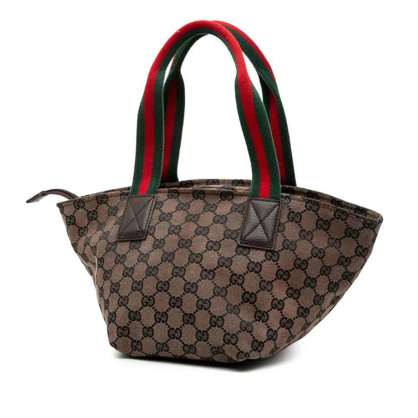 Gucci GG Canvas Web Tote Brown Very good condition - Back View