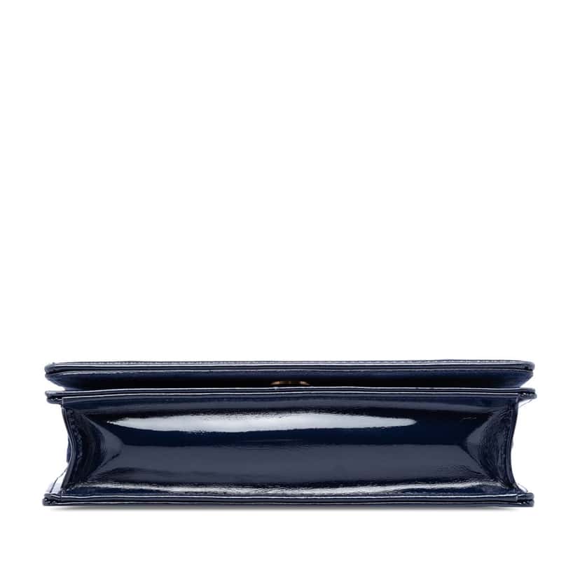 Dior Patent Studded Diorama Top Handle Wallet on Chain Blue Leather Very good condition - Inside View