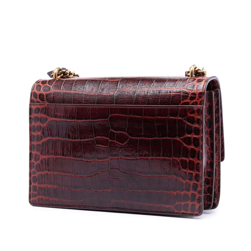 Saint Laurent Medium Croc Embossed Leather Monogram Sunset Crossbody Red Leather Very good condition - Back View