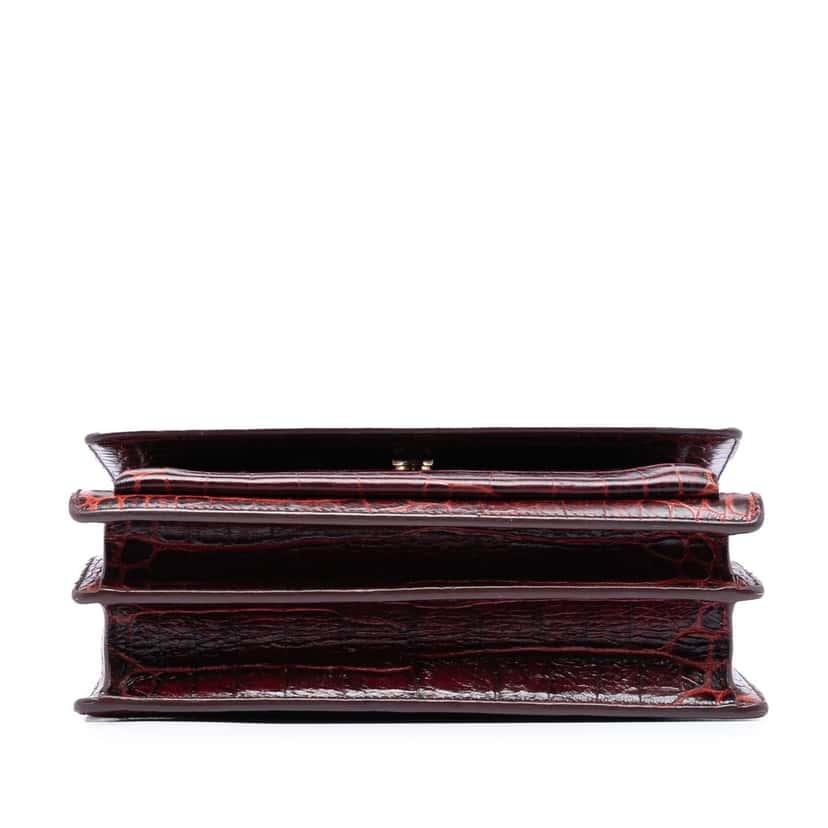 Saint Laurent Medium Croc Embossed Leather Monogram Sunset Crossbody Red Leather Very good condition - Inside View