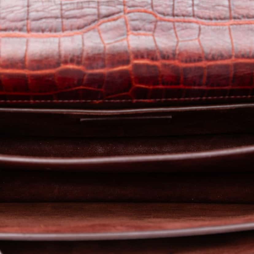 Saint Laurent Medium Croc Embossed Leather Monogram Sunset Crossbody Red Leather Very good condition - Model View